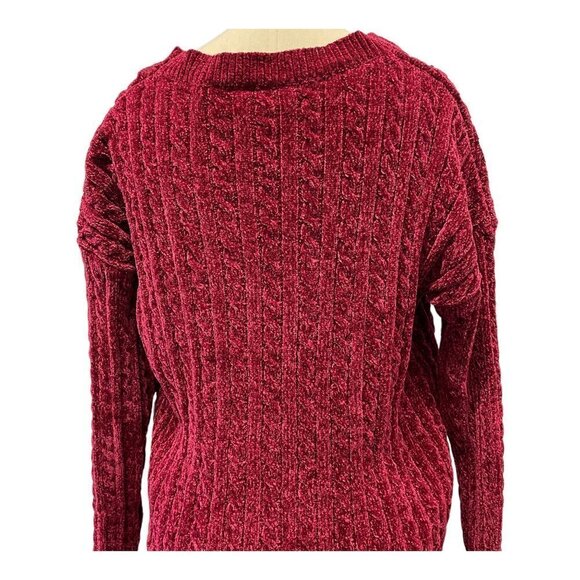 Macaron Boutique Sweater Pants Loungewear Chunky Red Burgundy Size Medium - Picture 4 of 5